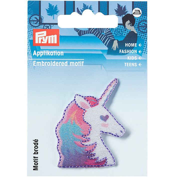 Brodert strykemerke av enhjørning med fargerik man