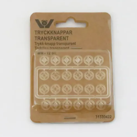 Trykknapper Transparent 12 Stk 7Mm