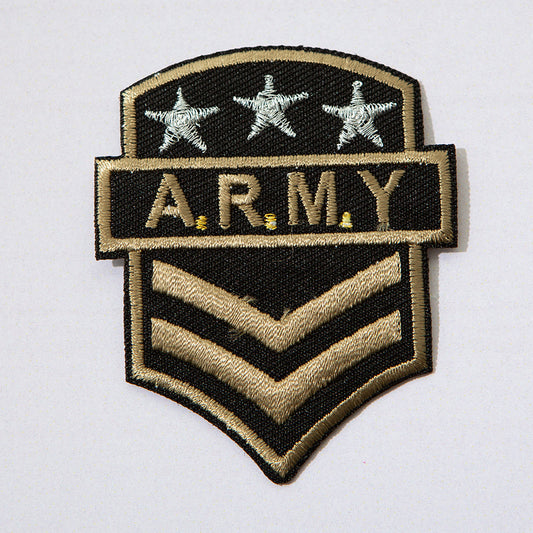 Brodert strykemerke med A.R.M.Y-motiv