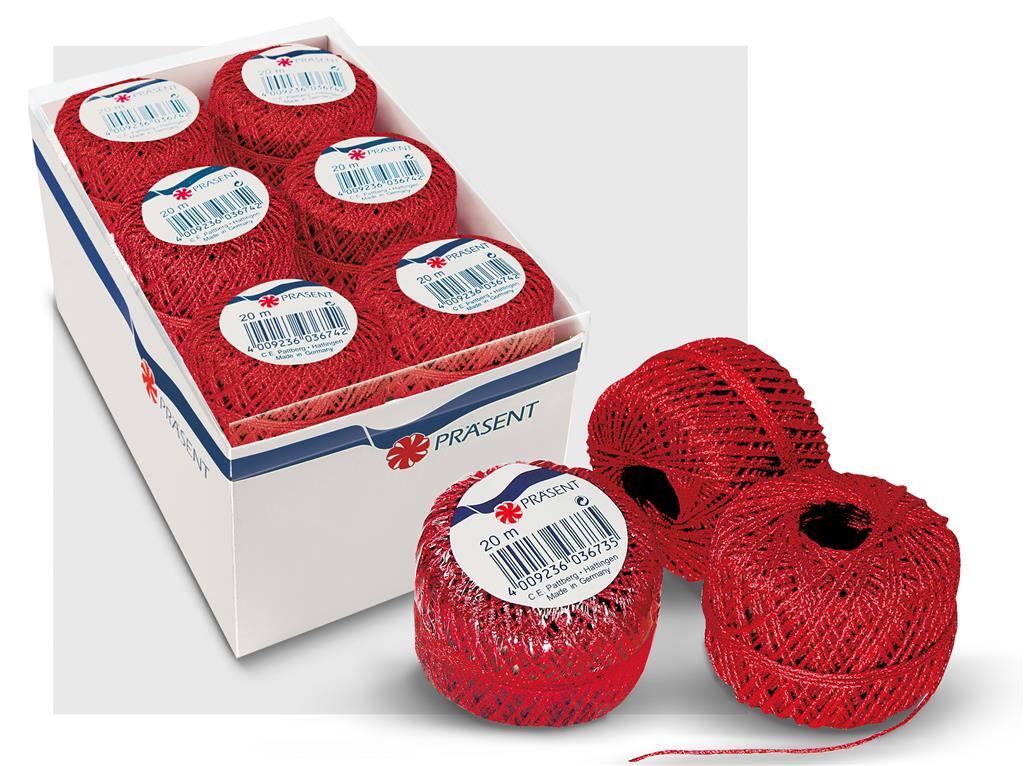 Bånd tau rull 20m rødt 2mm