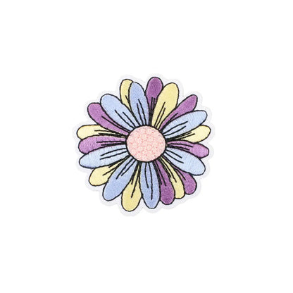 Brodert strykemerke av blomst i flere farger