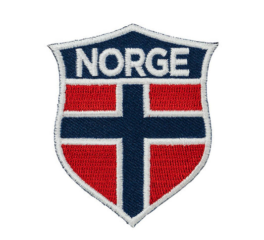 Brodert strykemerke med norskt flagg og teksten NORGE