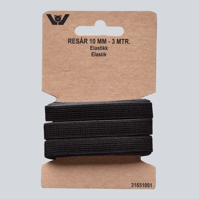 Elastisk strikk 10mm 3m sort