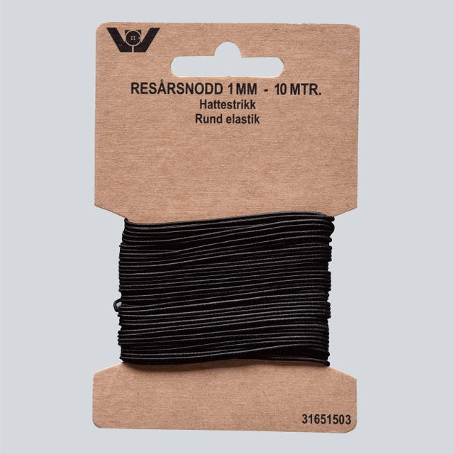 Elastisk strikk 1mm 10m sort