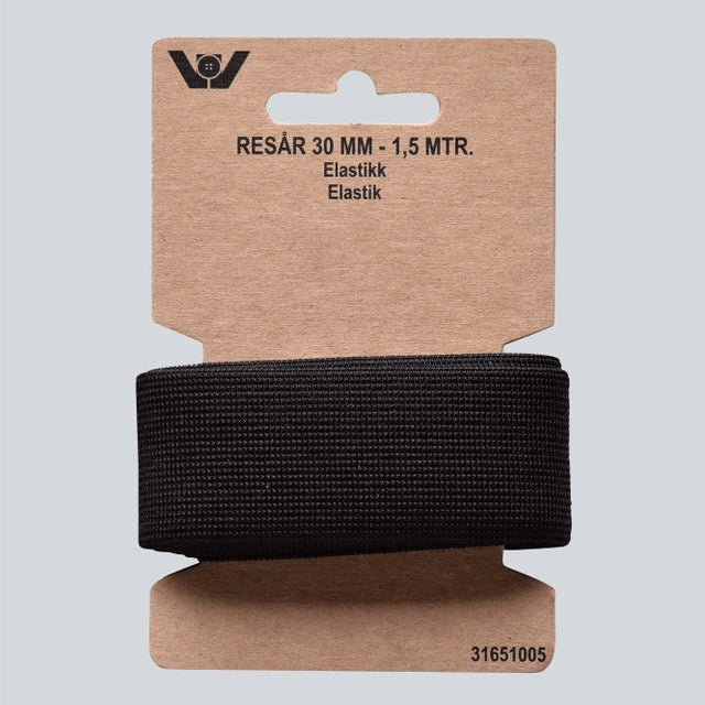 Elastisk strikk 30mm 1,5m sort