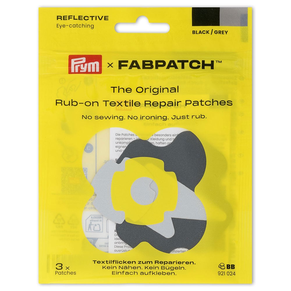 FabPatch Reparasjonslapp REFLECTIVE – Sort/grå – 3stk