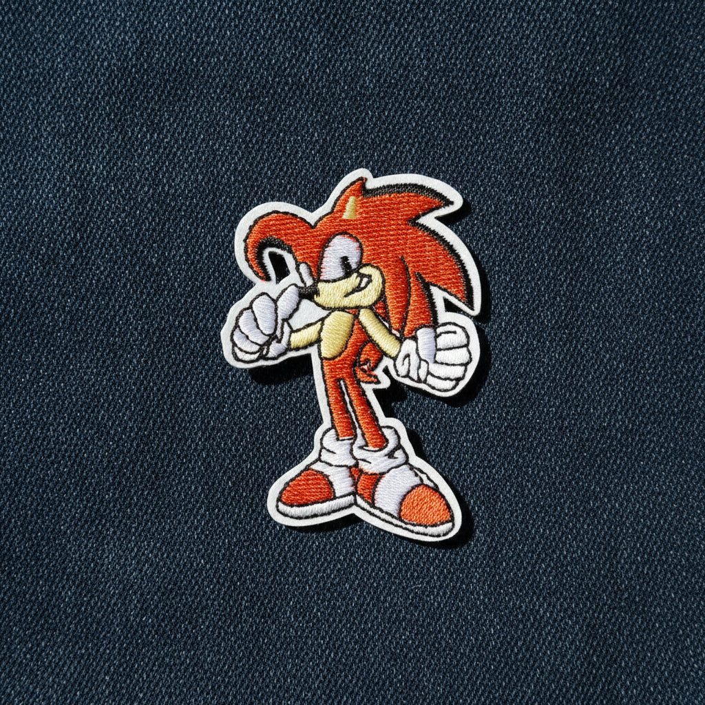 Brodert strykemerke av karakteren Knuckles fra Sonic the Hedgehog