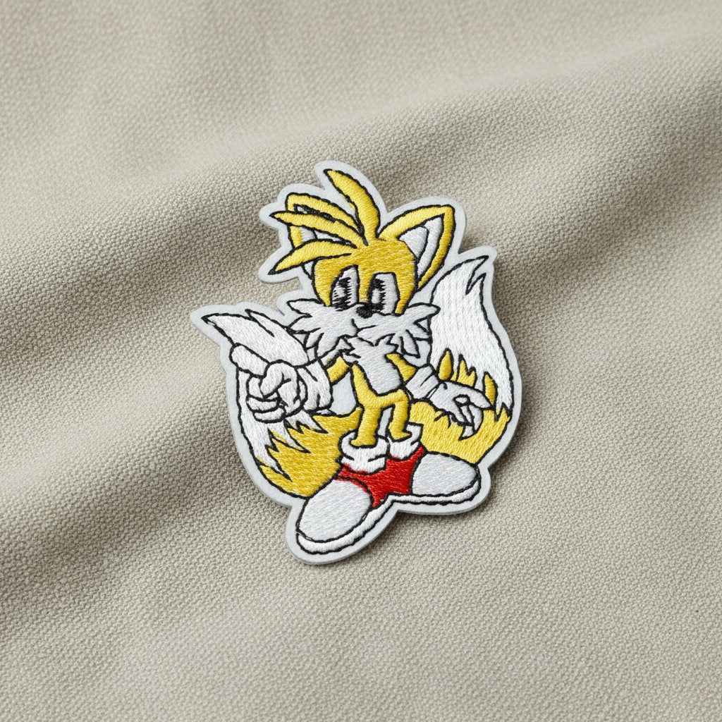 Brodert strykemerke av karakteren Miles fra Sonic the Hedgehog