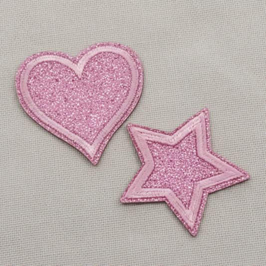 Strykemerke – Stjerne og hjerte Glitter