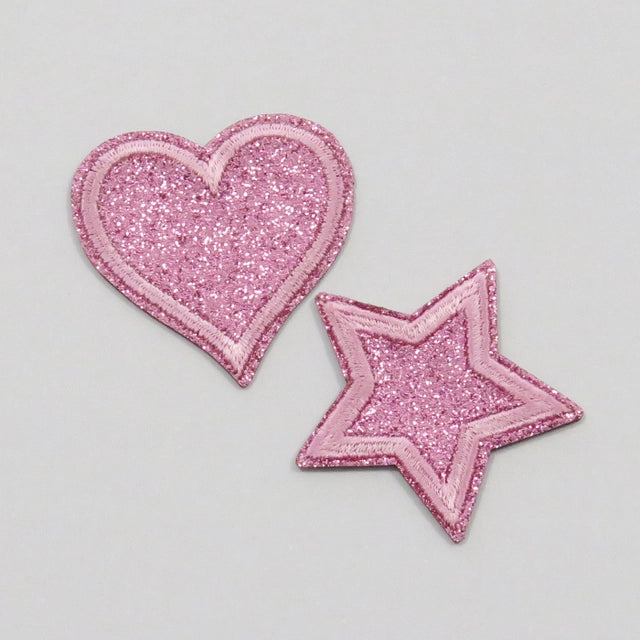 Strykemerke – Stjerne og hjerte Glitter