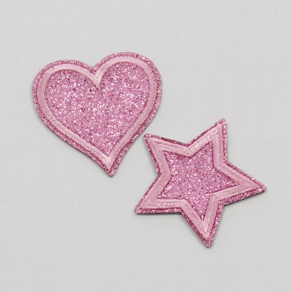 Strykemerke – Stjerne og hjerte Glitter