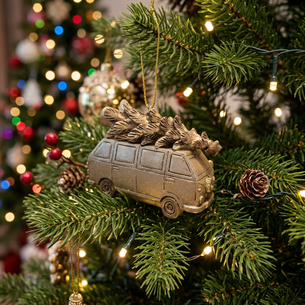 Nostalgisk buss juleornament