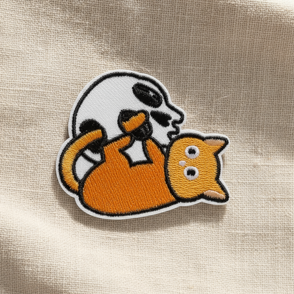 Orange katt med hodeskalle