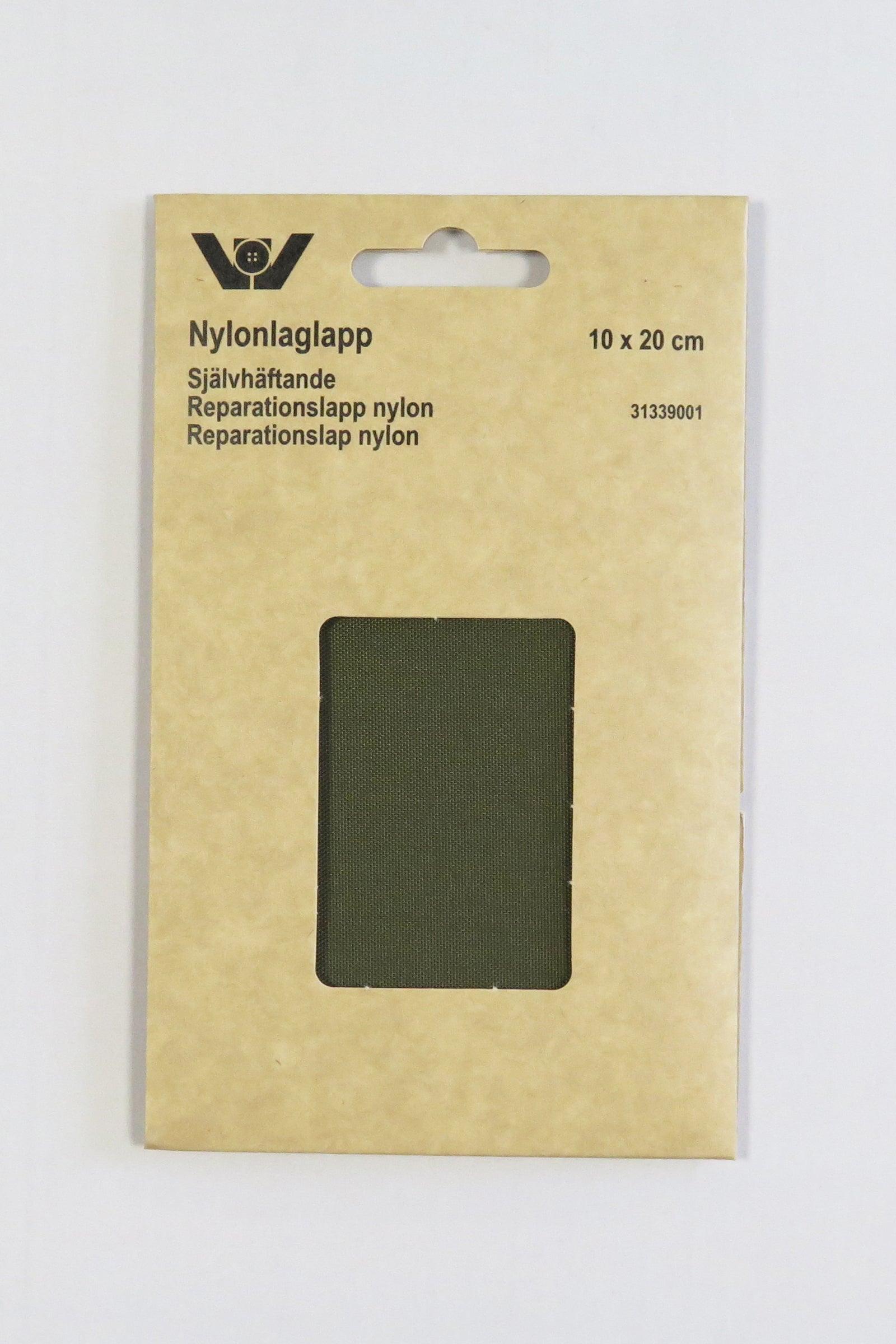 Selvklebrende Strykelapp i nylon 10 x 20 cm fargen khaki