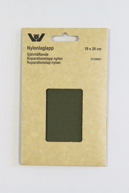 Selvklebrende Strykelapp i nylon 10 x 20 cm fargen khaki