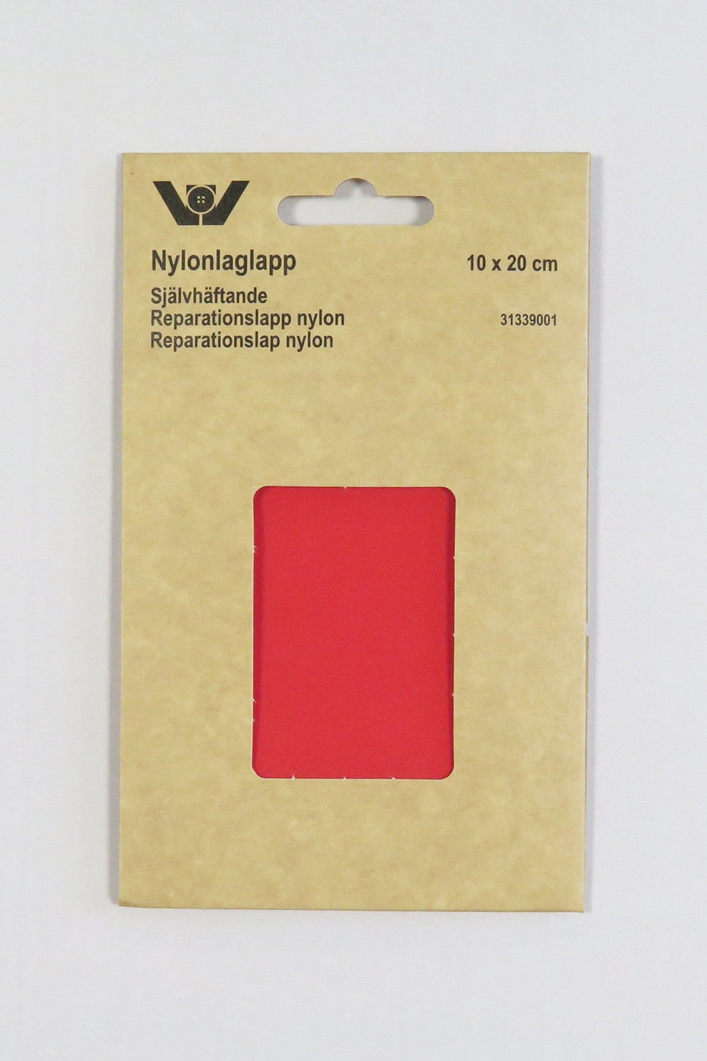 Selvklebrende Strykelapp i nylon 10 x 20 cm fargen rød