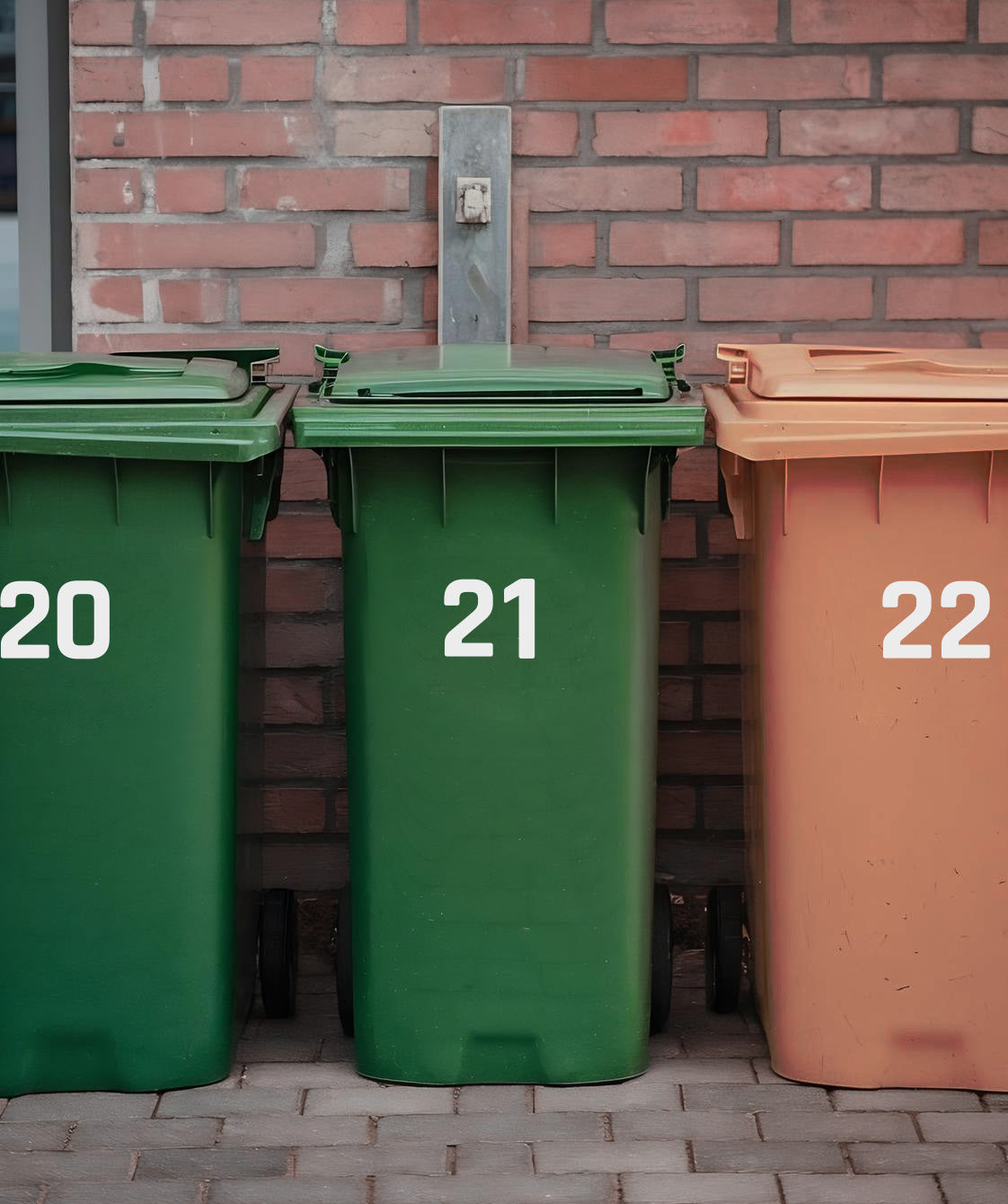 Søppeldunk Tall til merking av søppeøbøtter