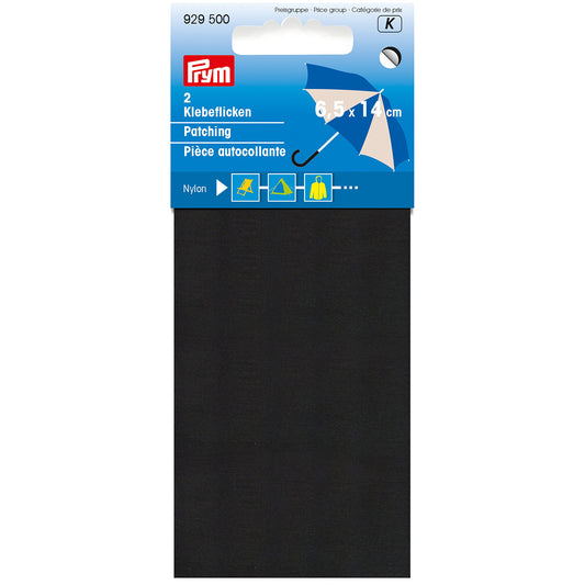 Selvklebende Nylonlapp 6,5 x 14 cm i fargen sort til reparasjon av ødelagt tøy