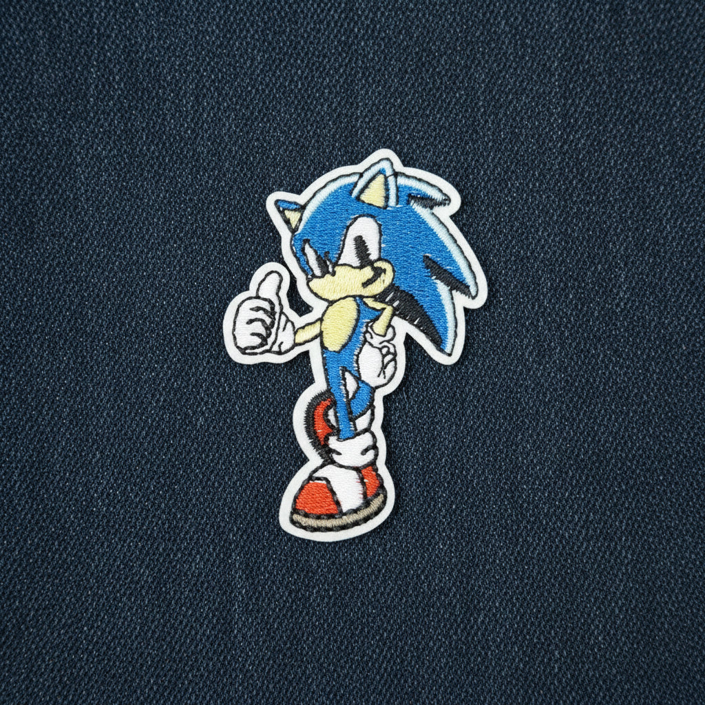 Brodert strykemerke av karakteren Sonic fra Sonic the Hedgehog