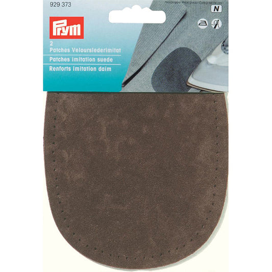 Strykelapp Velour/Lærimitasjon Mørk Brun