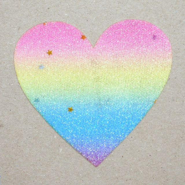 Strykemerke Hjerte – Regnbue med glitter