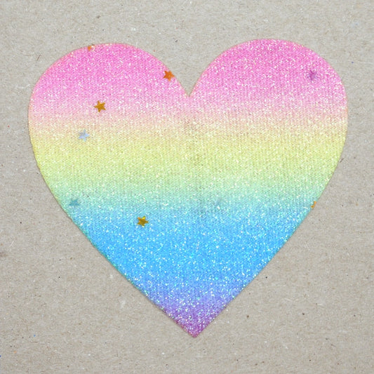 Strykemerke Hjerte – Regnbue med glitter