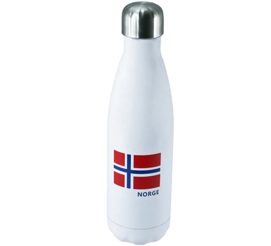 Termoflaske med norsk flagg, rommer 0,5 L