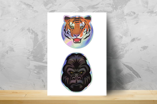 Klistremerke av Tiger Og Gorilla Holo
